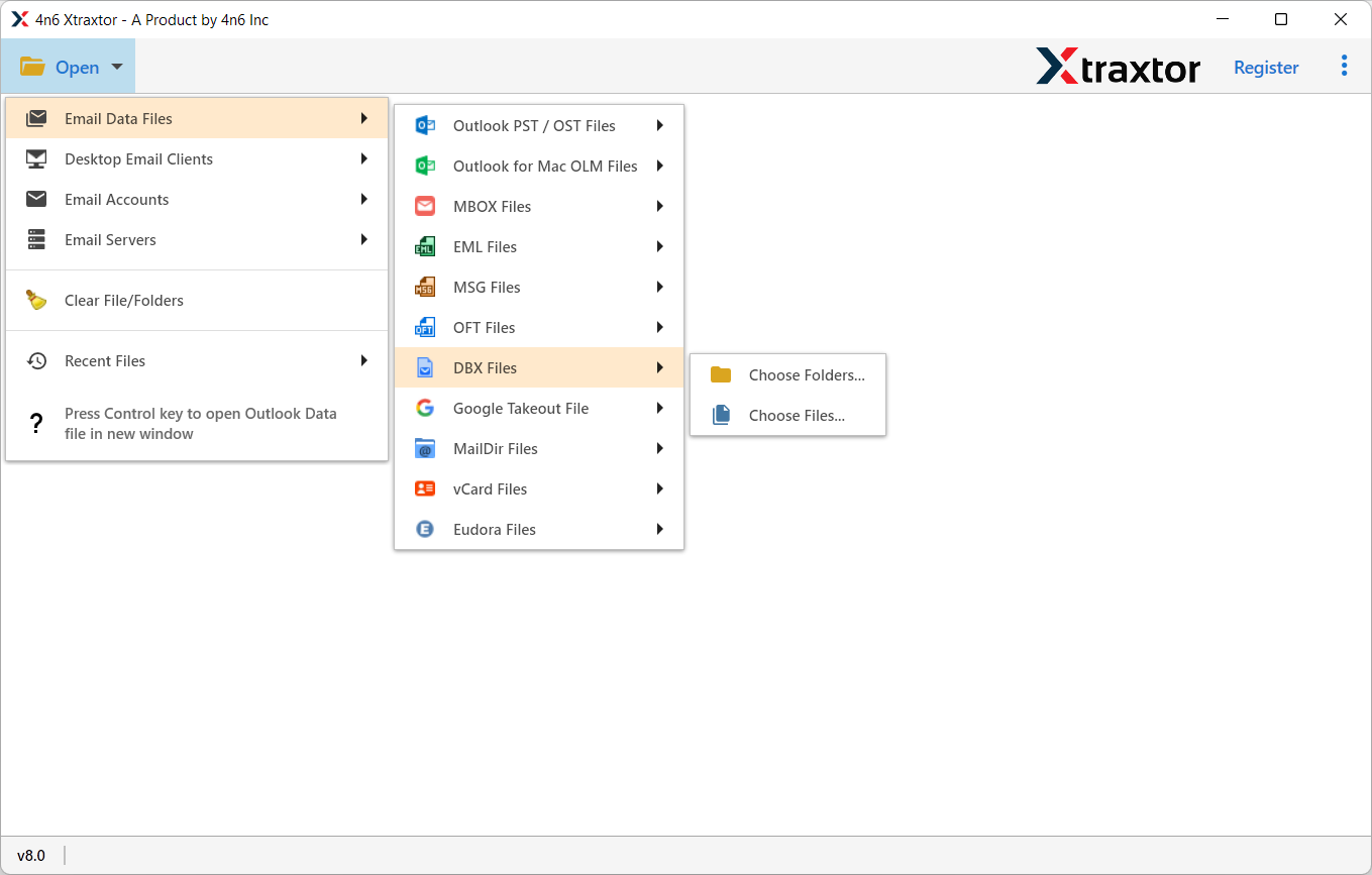 dbx file to zoho mail