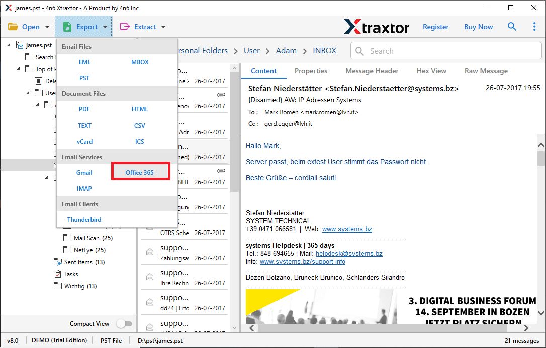 Import PST to Office 365