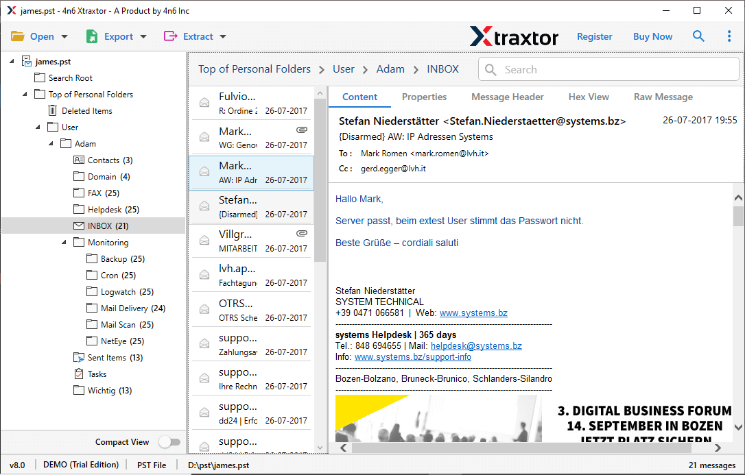 Import PST File to Yandex Mail