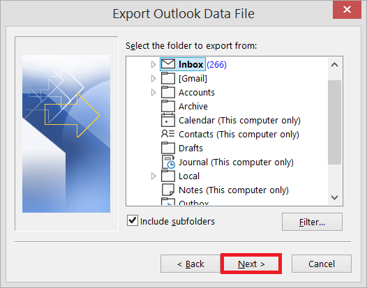 import ost file to gmail
