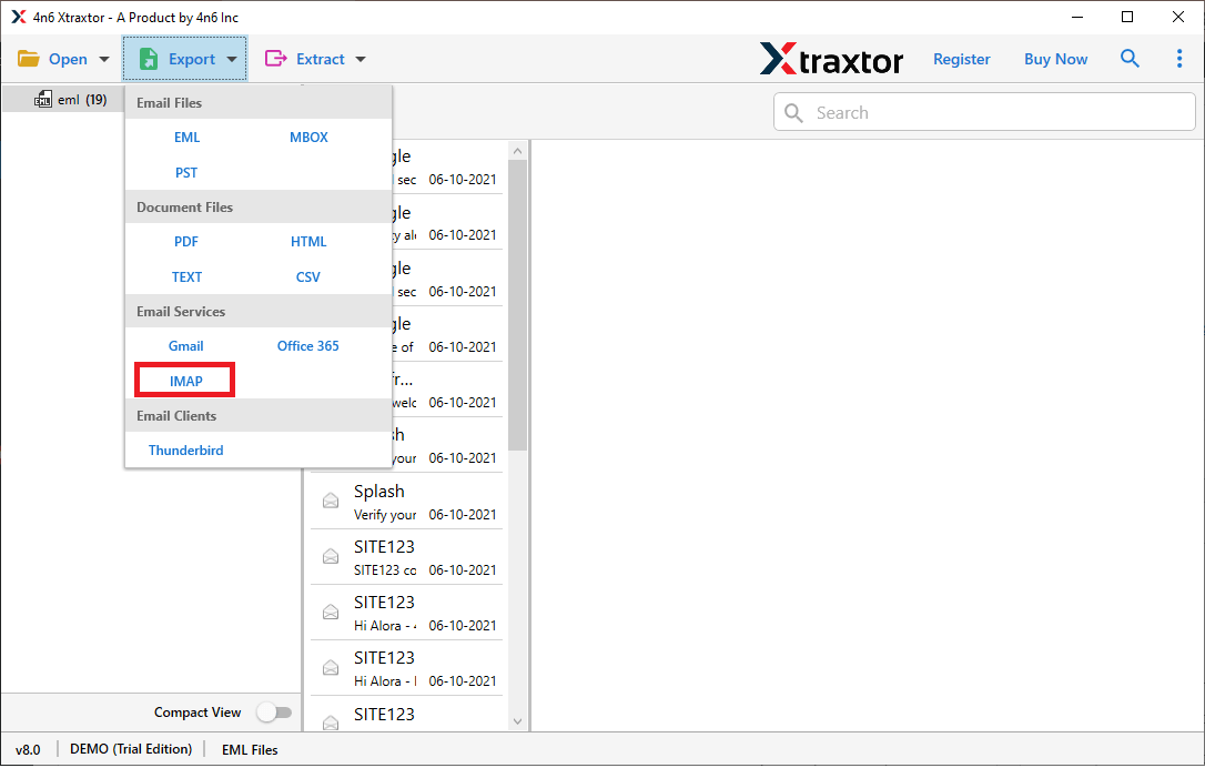 Transfer EML to Roundcube