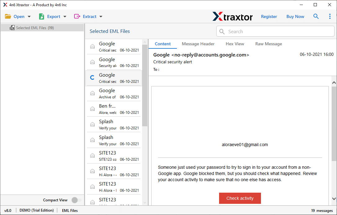 Import EML files to cPanel