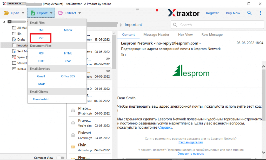 Export Outlook Emails to Another Account