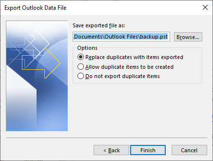 Backup Outlook emails to hard drive