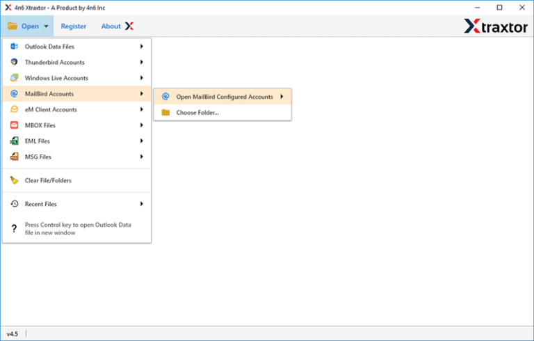 mailbird export setting