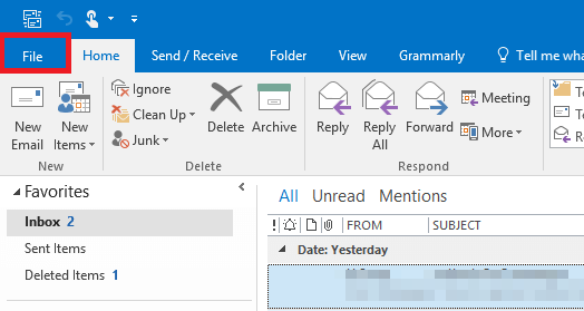 unable to expand the folder message in outlook