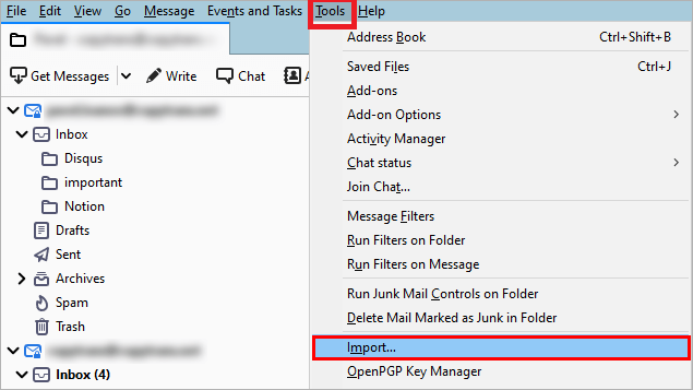 Import contacts to thunderbird