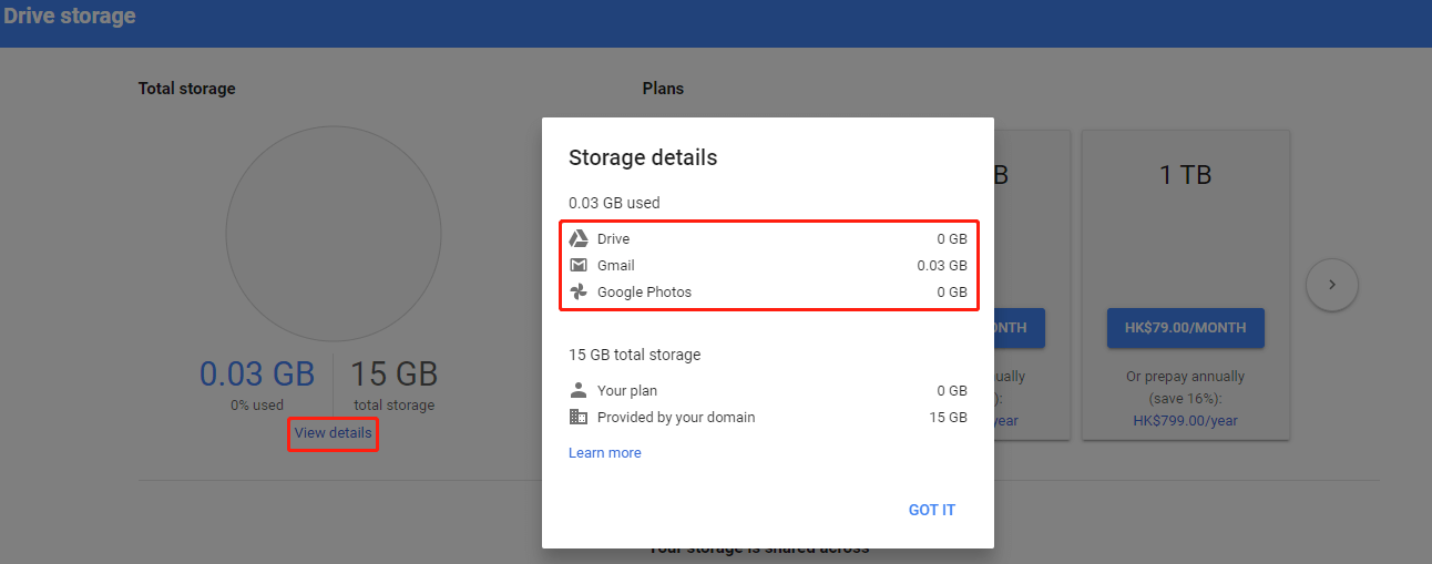 Gmail storage space full after deleting emails