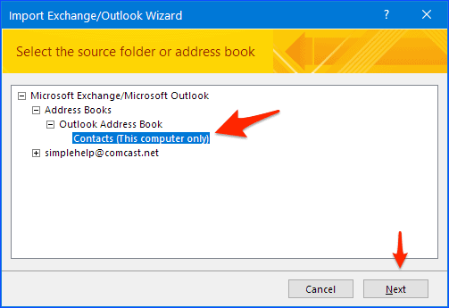 Export Outlook Contacts to Access Database