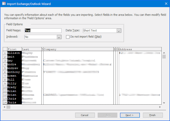 Export Outlook Contacts to Access Database