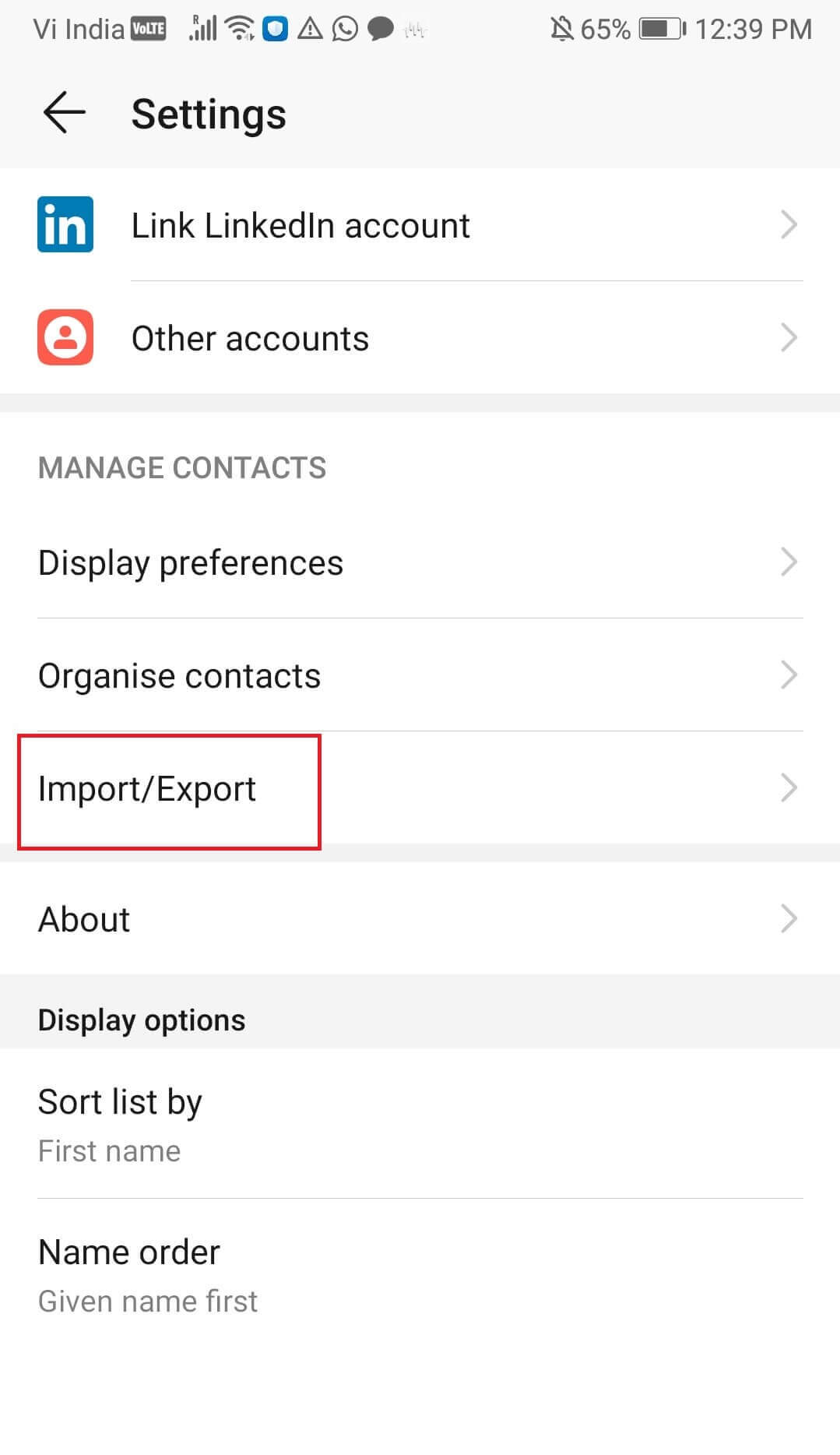 Transfer Outlook contacts to android phone