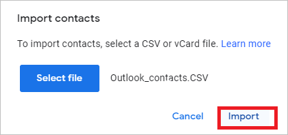 move Outlook contacts to Android phone