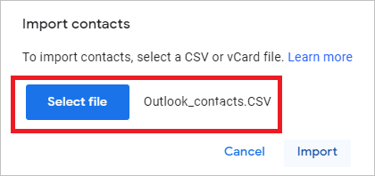 import Outlook contacts to Android phone