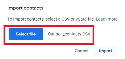 export contacts from Outlook to gmail