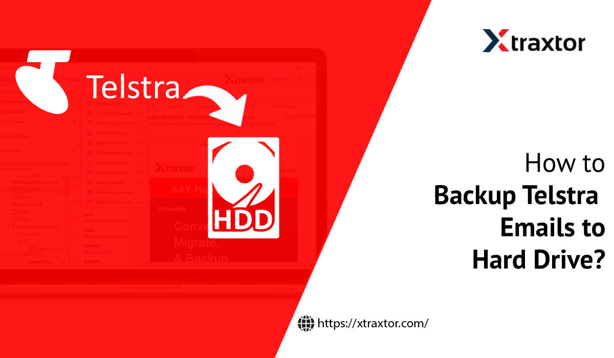 Backup Telstra emails to hard Drive