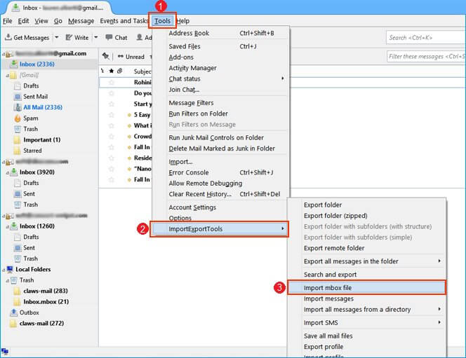 import mbox file in thunderbird