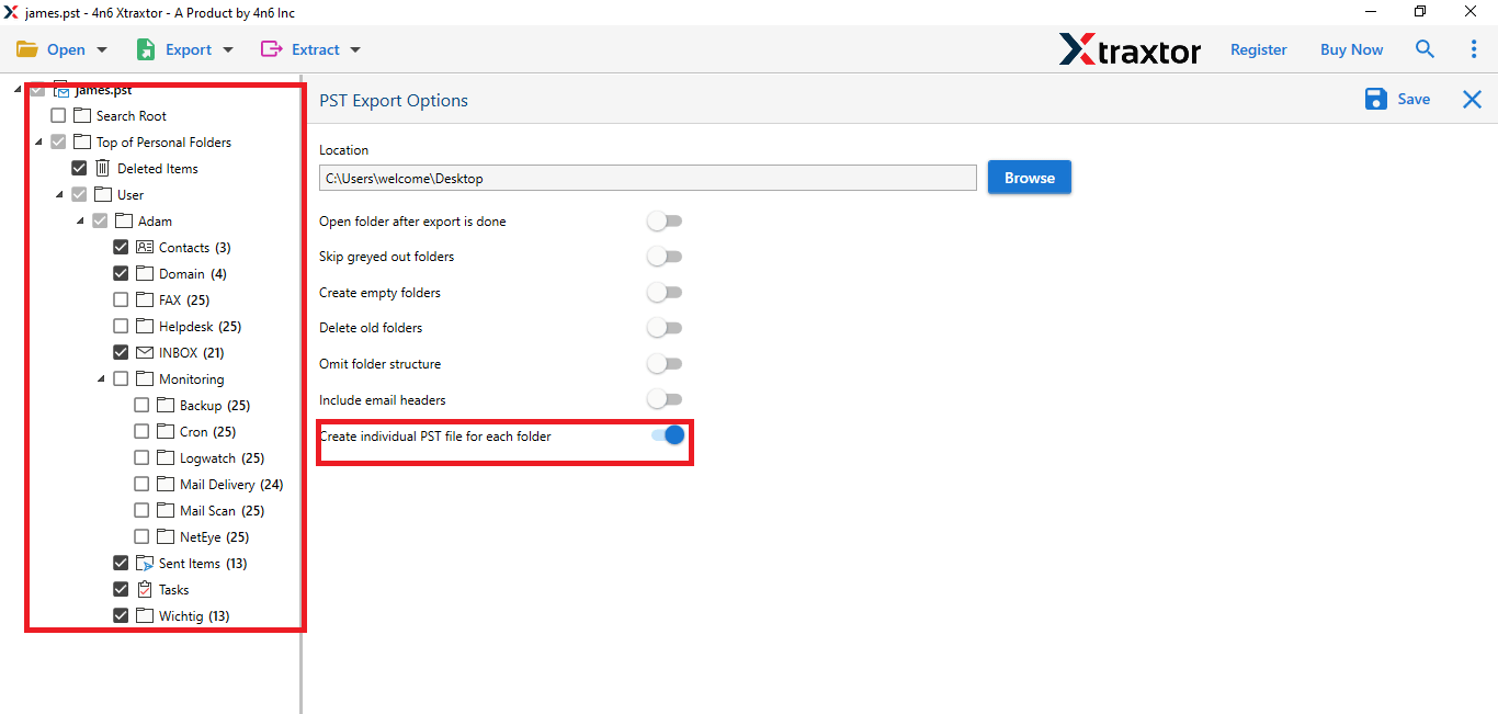 Separate PST file into smaller parts