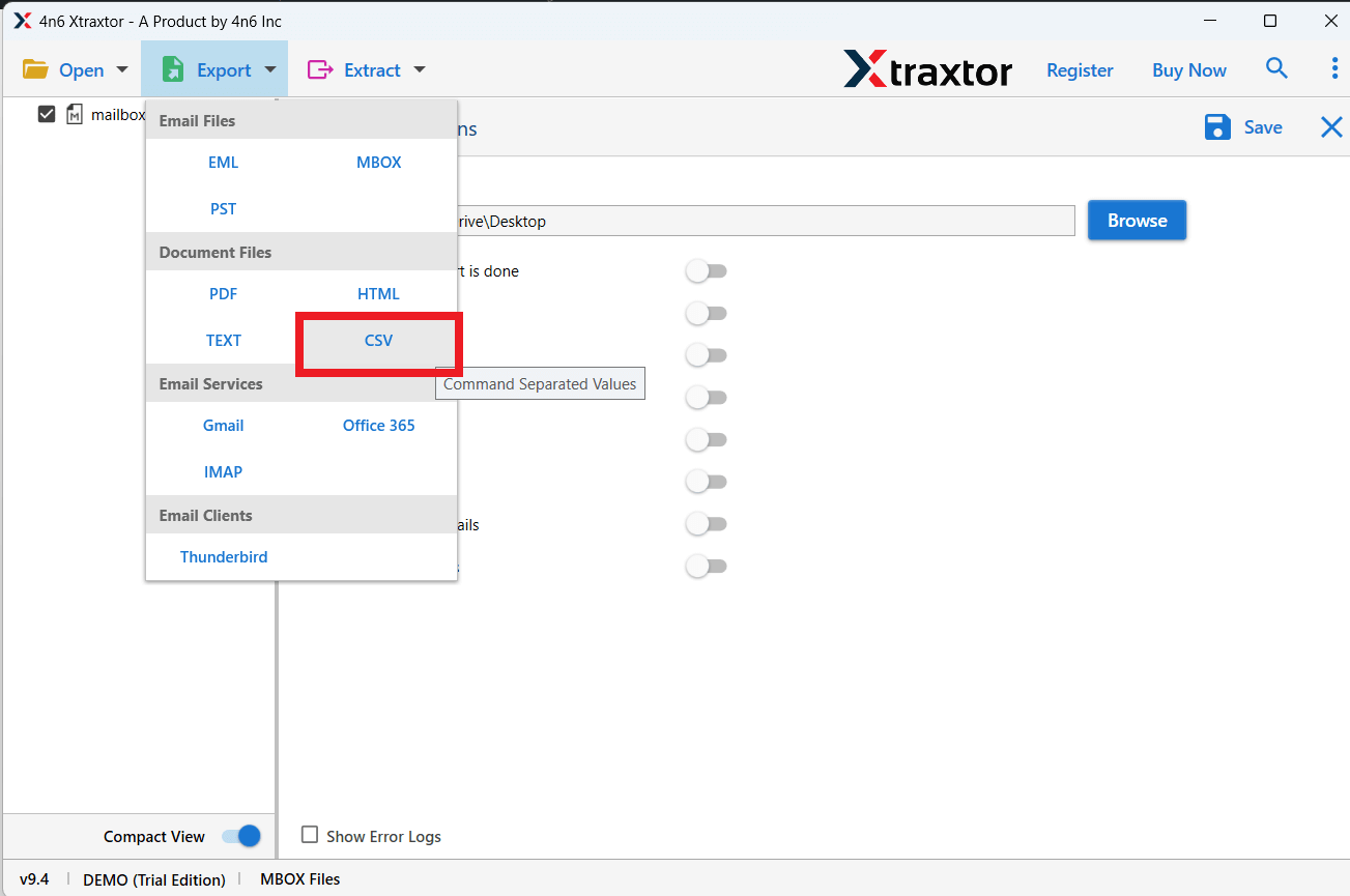 select CSV as a saving option