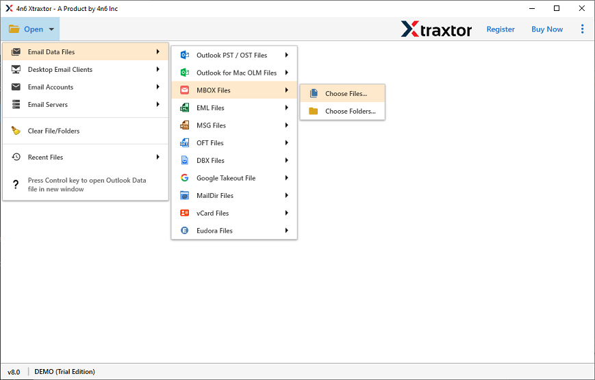 Add MBOX file in Xtraxtor