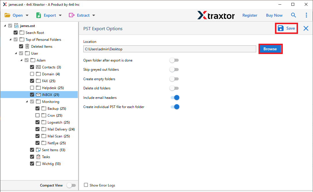 move emails from one Outlook account to another