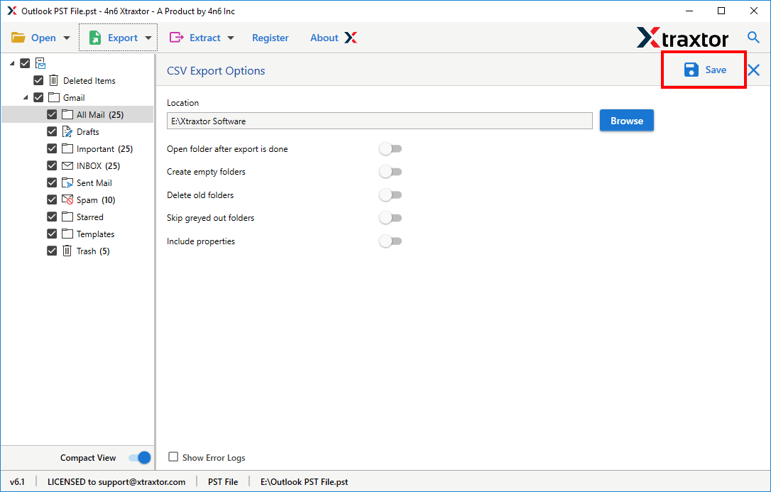 Convert Office 365 mailbox to CSV File