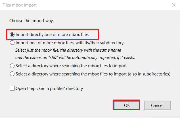 import single of multiple mbox data