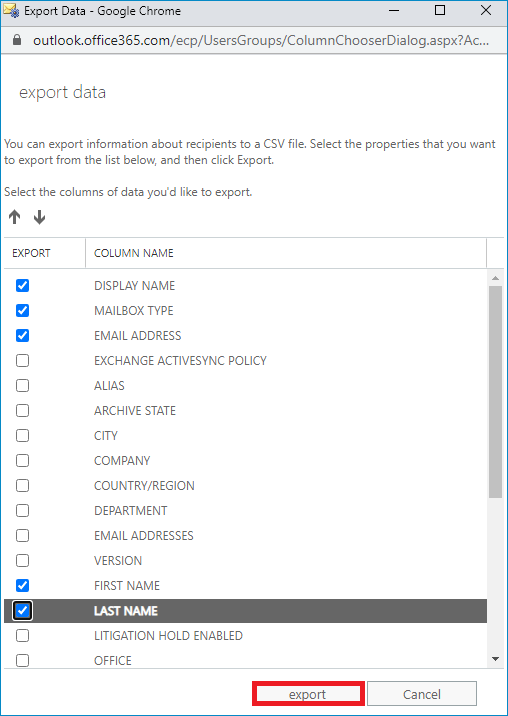 Export emails from Exchange server to CSV file