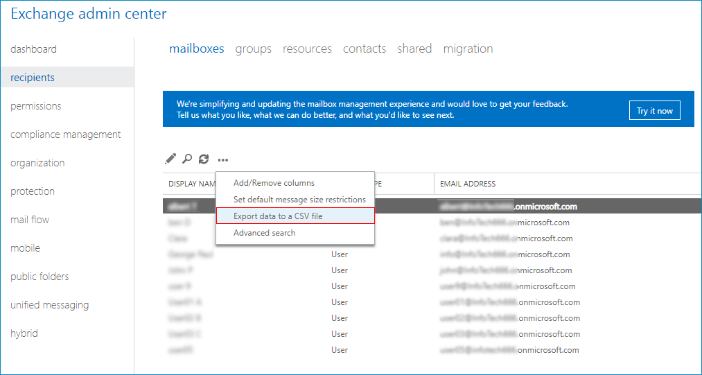 Save Exchange emails to CSV file