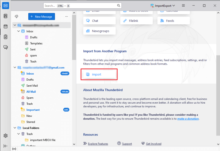 Click on Import to upload MBOX file