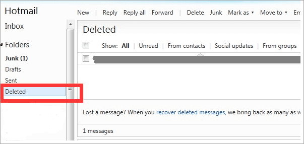 recover deleted items from hotmail