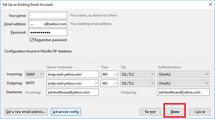 Add Yahoo mail to Thunderbird