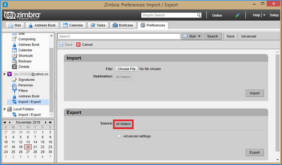 export zimbra emails to Outlook