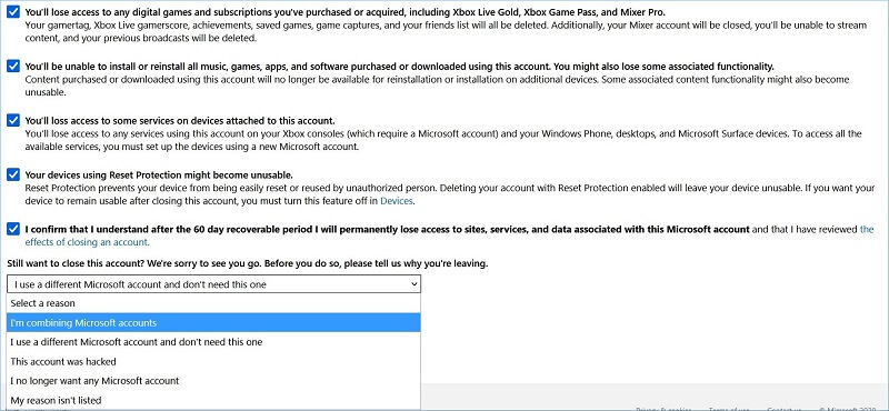 close outlook email account permanently