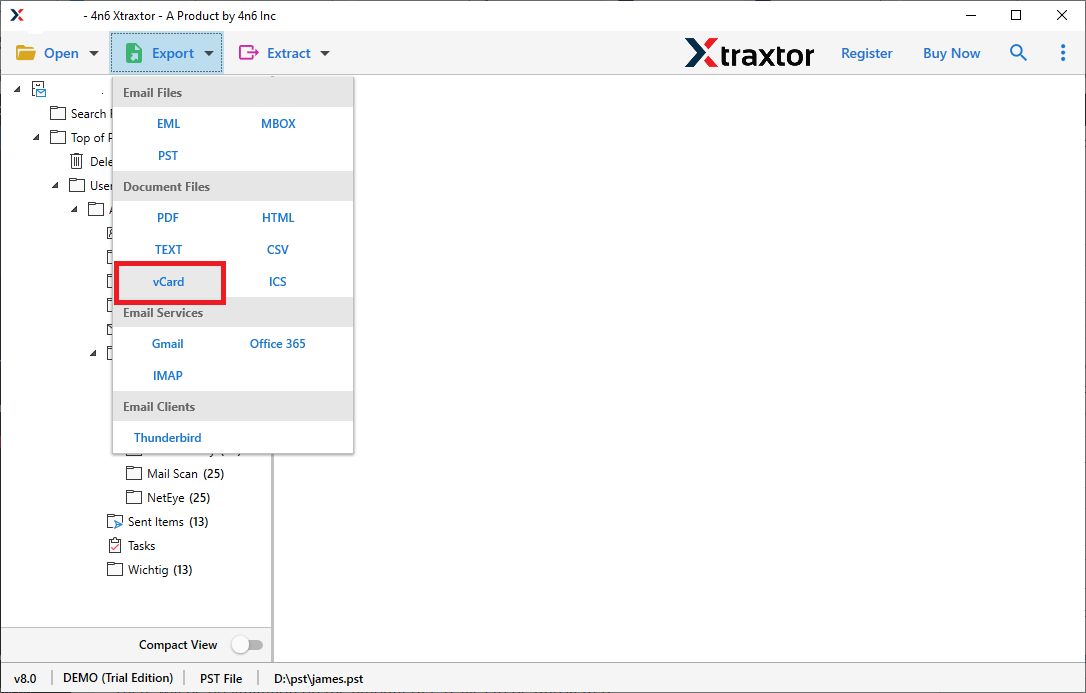 retrieve contacts from ost file