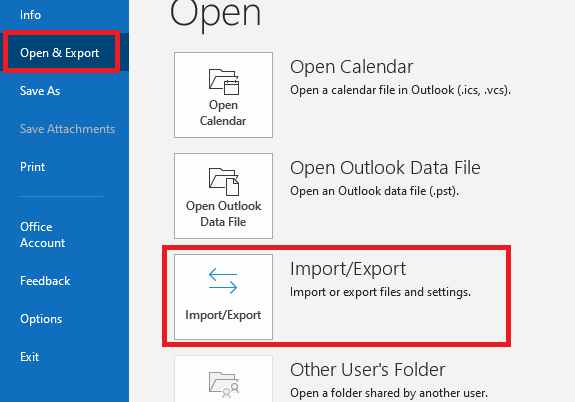 Import /Export tool to Import PST file