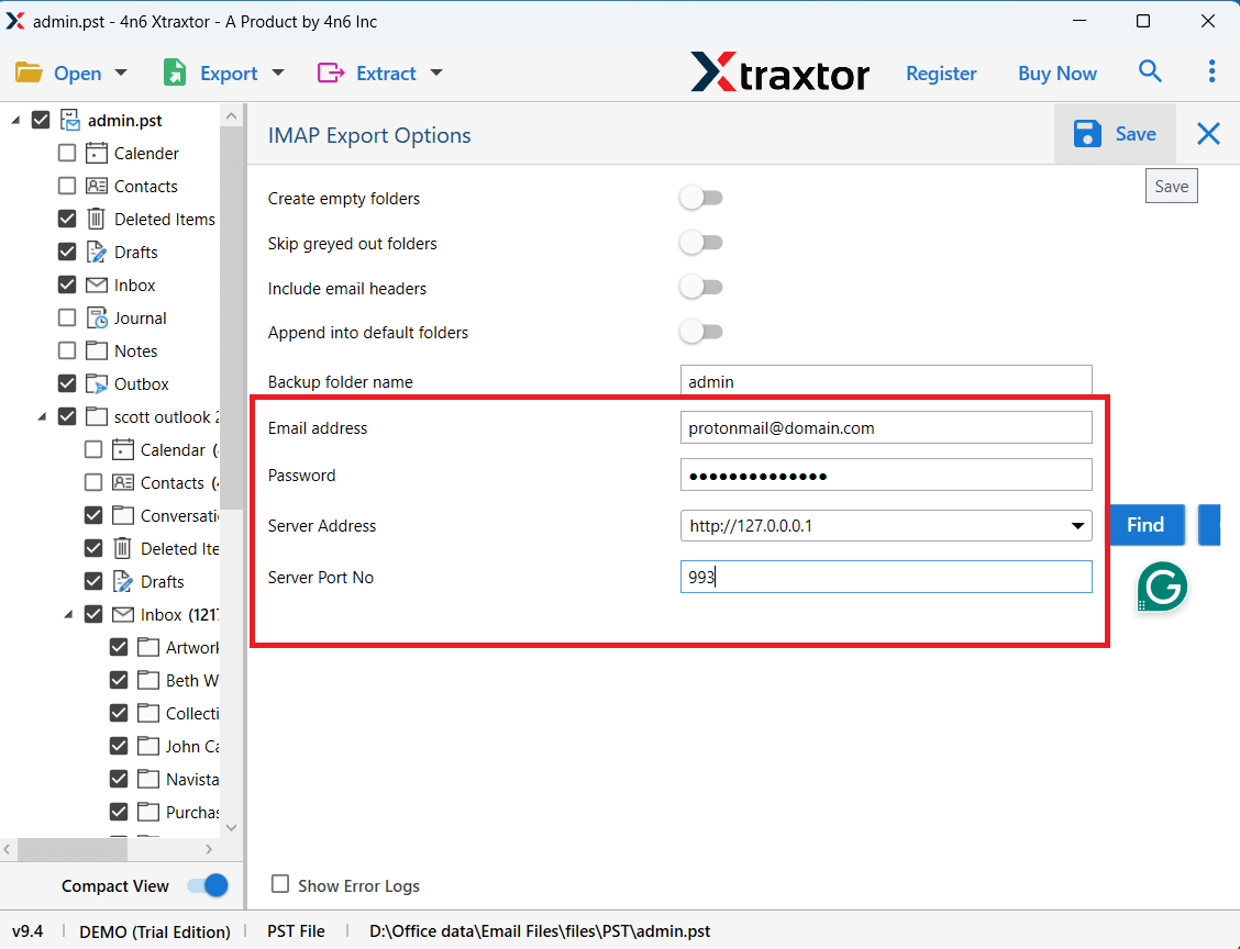 enter protonmail details