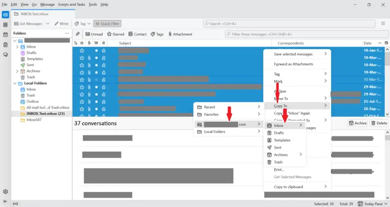 choose Move To > Yahoo Mail