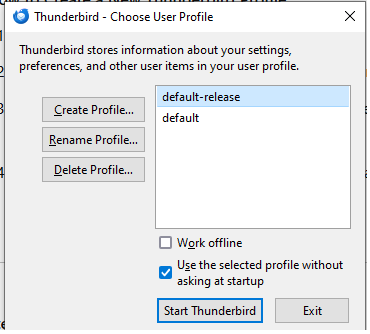 create new Thunderbird profile