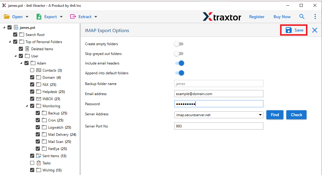 Migrate PST emails to Webmail