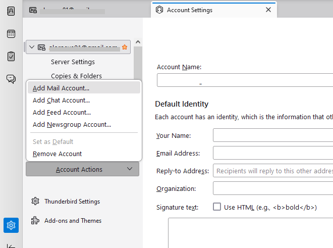 Add Gmail account to thunderbird