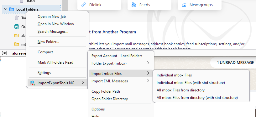 import mbox to thunderbird