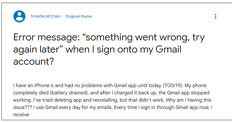 Gmail Something Went Wrong
