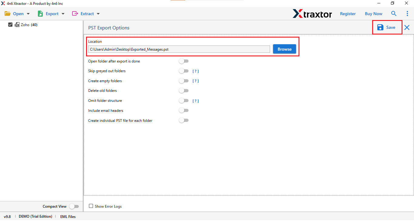 Browse file location and save file