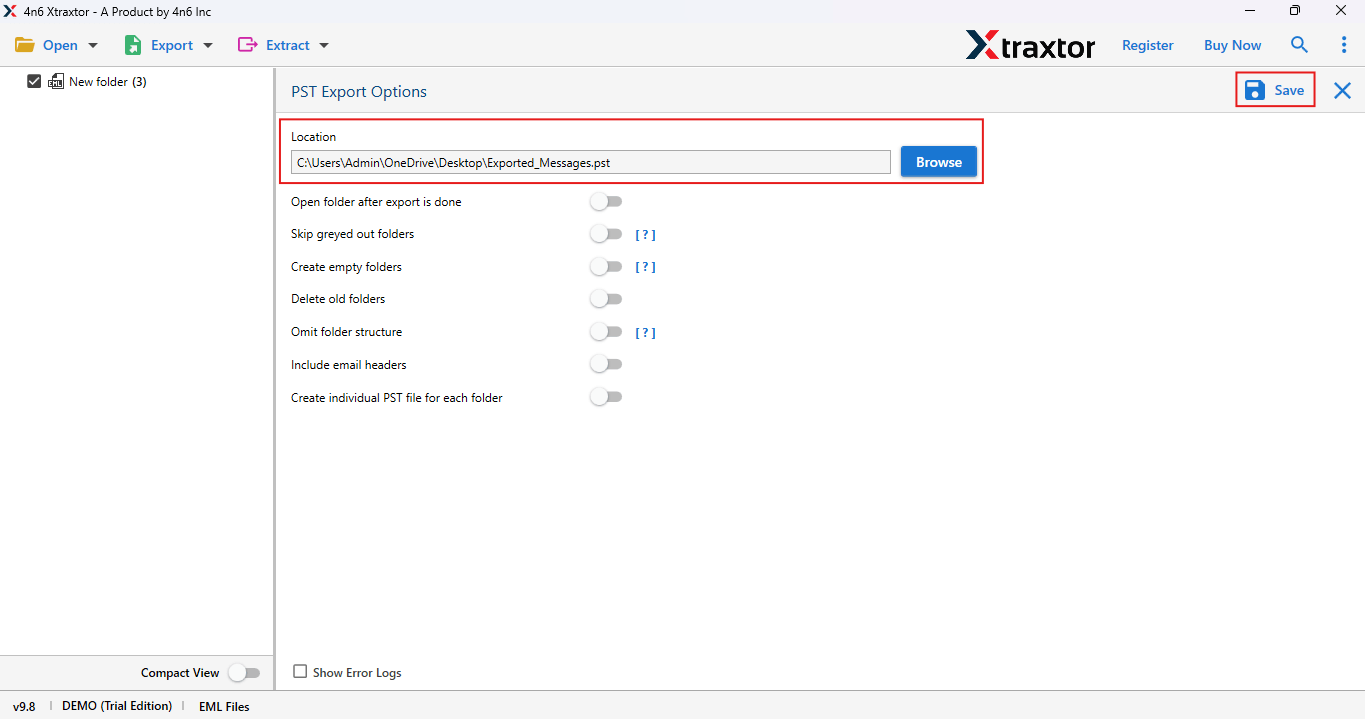 Choose file location and click on save