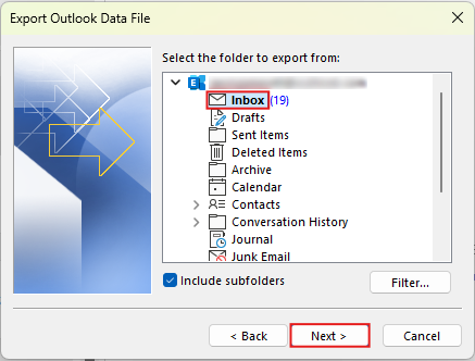 Choose folder and click next