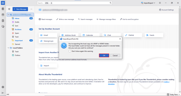 Click on Ok button to export MBOX