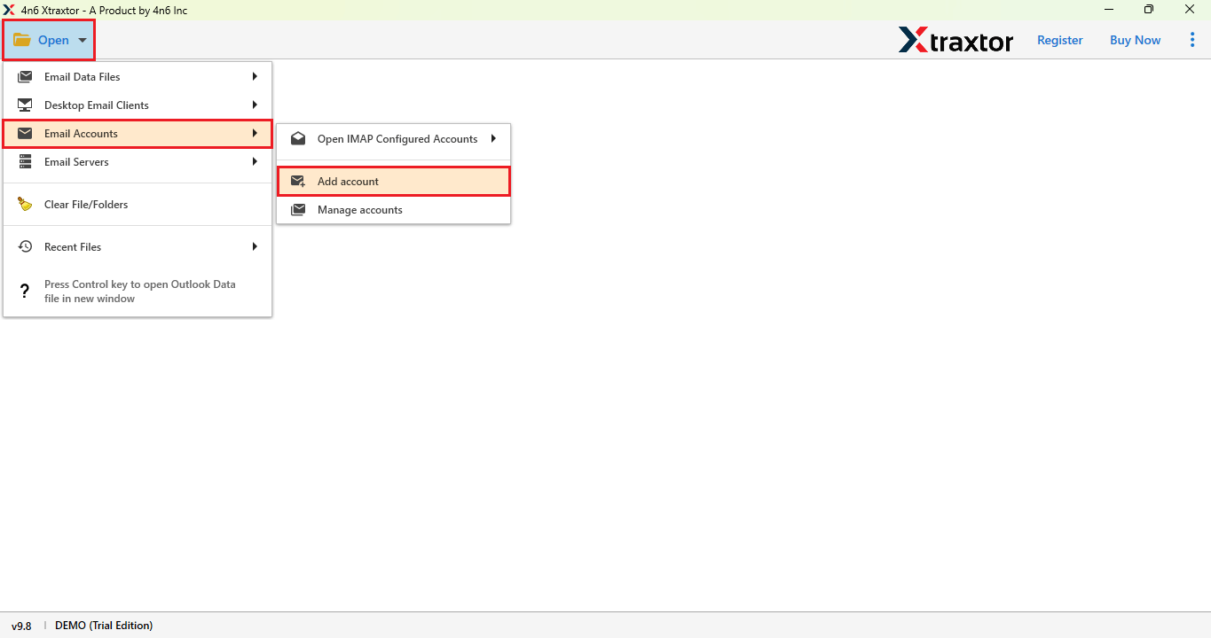 Choose the email account option