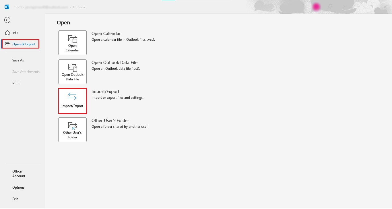 Go to file menu and click Open & Export