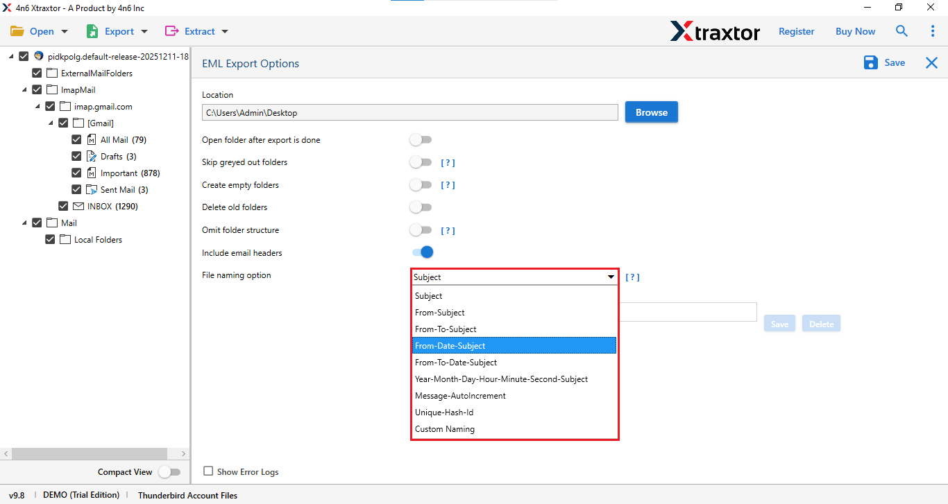 move thunderbird emails to external hard drive