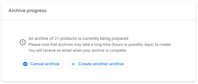 google takeout archive process